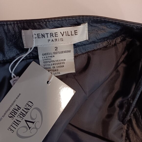Centre Ville Paris Genuine Leather pencil skirt - sz 2 - Picture 4 of 6